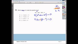 Question 44 - Practice Test 2 - Tennessee EOC Algebra 1 Practice Test