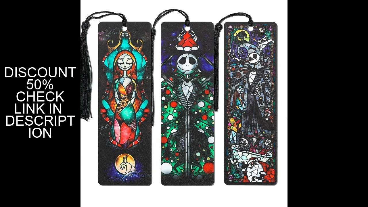 The Nightmare Before Christmas Jack and Sally Acrylic Bookmark with Tassel Spooky Movie Figure Hallo