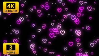Neon Pink Hearts Falling 4K 💓 Soft Piano and Violin Chill 🎻 screenshot 5