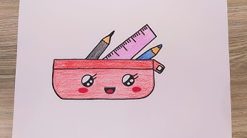 ادوات مدرسية/رسم مقلمة/رسم مقلمة مدرسية/رسم مقلمة كيوت/رسم سهل/رسم للاطفال/تعليم الرسم/رسم وتلوين