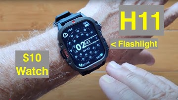 LAXASFIT H11 UNDER $10! BT Calls 2.01" Always-on Screen LED Flashlight Smartwatch: Unbox & 1st Look
