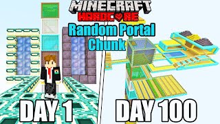 I Survived 100 Days in Random Portal One Chunk Minecraft Hardcore