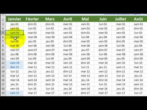 Excel Calendrier Perpetuel Facile Youtube