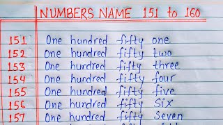 Write The Numbers Name 151 To 160 In Words Numbers Name 151 To 160