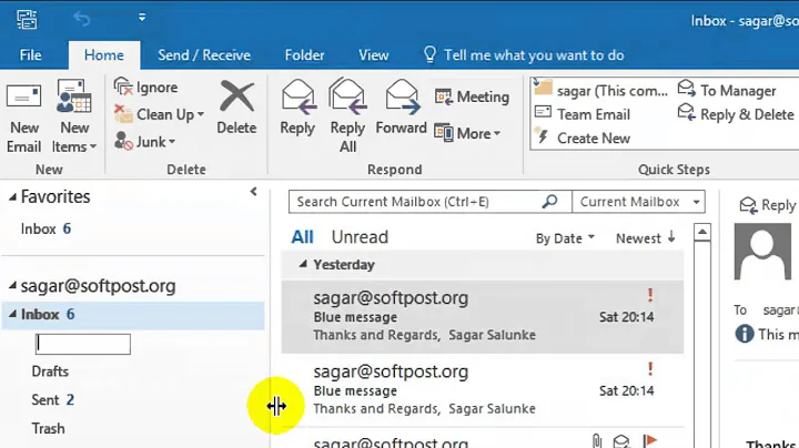 How to create new folder in Outlook