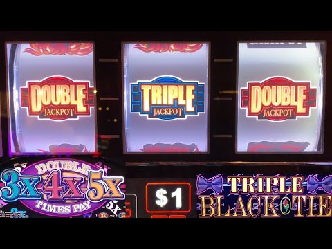 JACKPOT! Triple Black Tie + Double 3x 4x 5x Times Pay + Wheel of Fortune 3D + 2x 3x Blazing 7s slots