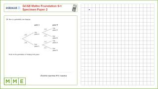 GCSE Maths EDEXCEL Foundation Specimen     Paper 2   Q29 Tree Diagrams