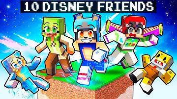 10 FRIENDS on One DISNEY BLOCK in Minecraft!