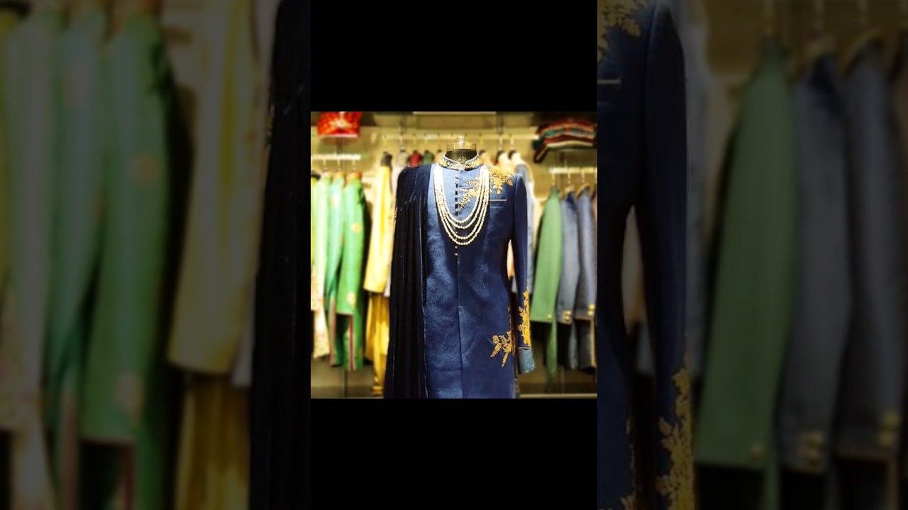 Navy blue designer sherwani