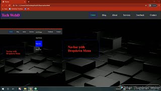 Dropdown  Menu Navigation bar using html and css/ effective transparent  navbar with dropdown menu