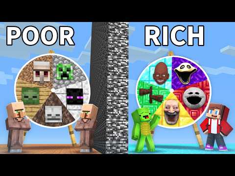 Villagers vs JJ & Mikey: POOR vs RICH ROULETTE BATTLE in Minecraft - Maizen