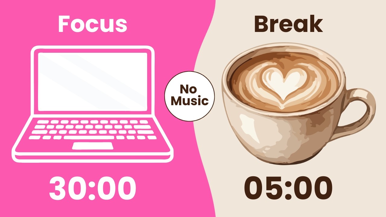 30/05 Pomodoro Timer No Music | 4 Hours Study with Me [Deep Focus|Study ...