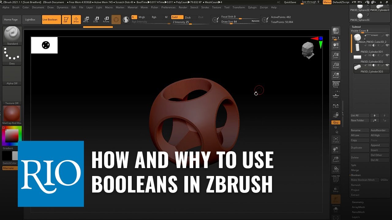 boolean subtools zbrush