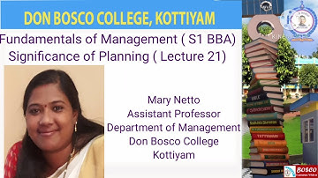 LECTURE 21- FUNDAMENTALS OF MANAGEMENT ( S1 BBA) SIGNIFICANCE  OF  PLANNING