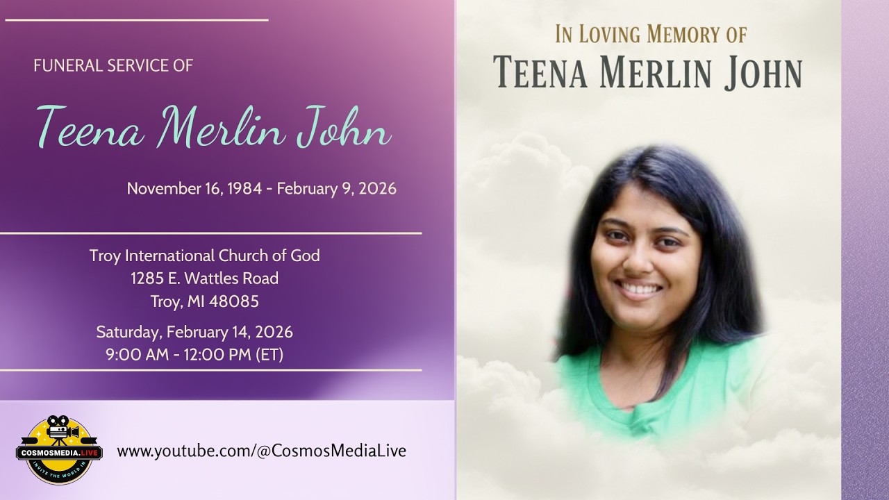 Mrs. Teena John | Funeral Service | February 14, 2026 | **LIVESTREAM**