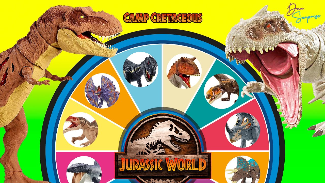 Spin The Wheel Jurassic World Game Indominus Rex, TRex, Carnotaurus