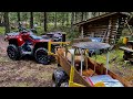 Forest work- muddy day with atv trailer🦽 Skogsjobb med fyrhjuling. Märkä mönkijä päivä metsässä.