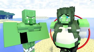 Minecraft Life of Muscles and love Zomma ZomBo | Muscular Villager | Minecraft Animation
