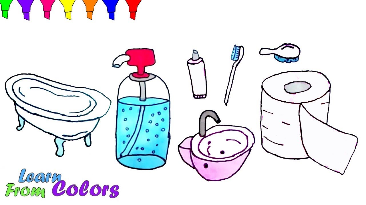 Download How To Draw Accessories For Bathroom Easy Coloring Pages - YouTube