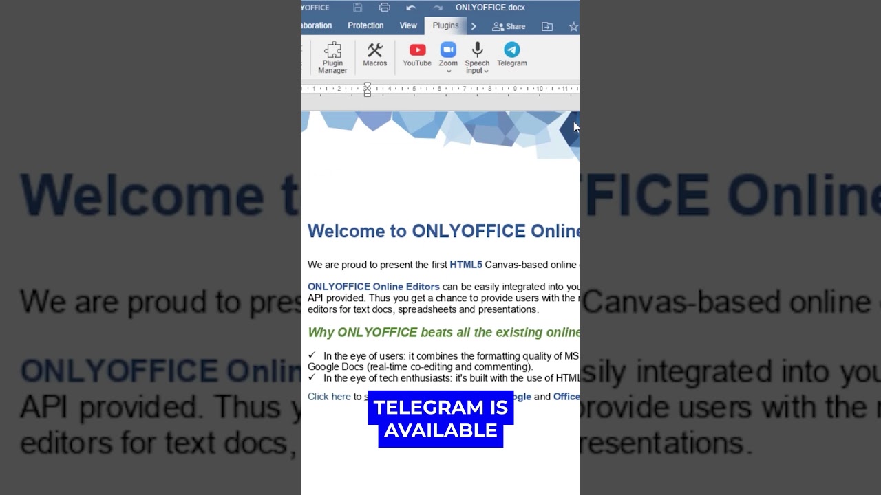 Telegram plugin in ONLYOFFICE Docs