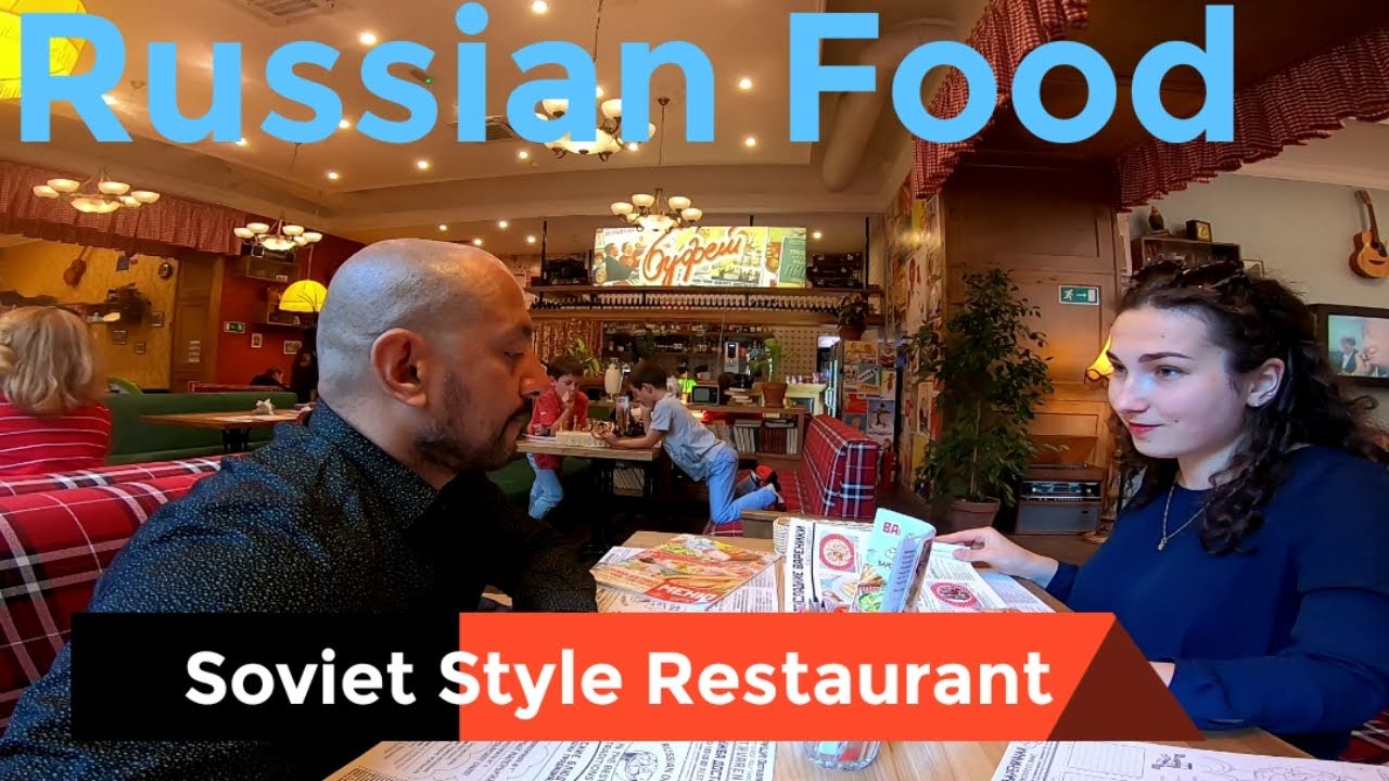 Russian cuisine in a retro soviet style restaurant in Moscow with my