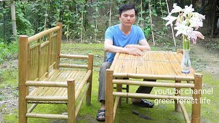 วิธีทำเก้าอี้และโต๊ะจากไม้ไผ่  โรเบิร์ต |  ชีวิตป่าไม้สีเขียว