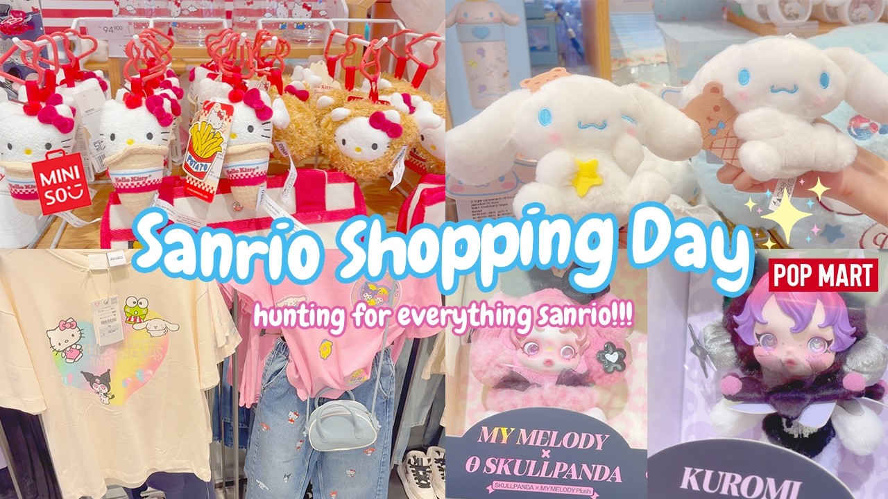 Sanrio Shopping 💞 Hello Kitty Diner at Miniso! Skullpanda Pop Mart, Top Toy, +more! cozy vlog