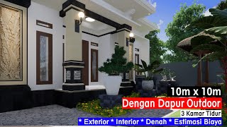 Desain rumah minimalis 10m x 10m dengan dapur outdoor