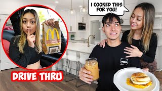 Pranking My Boyfriend For 24 hours with Fast Food VS Home Cooked Meals!