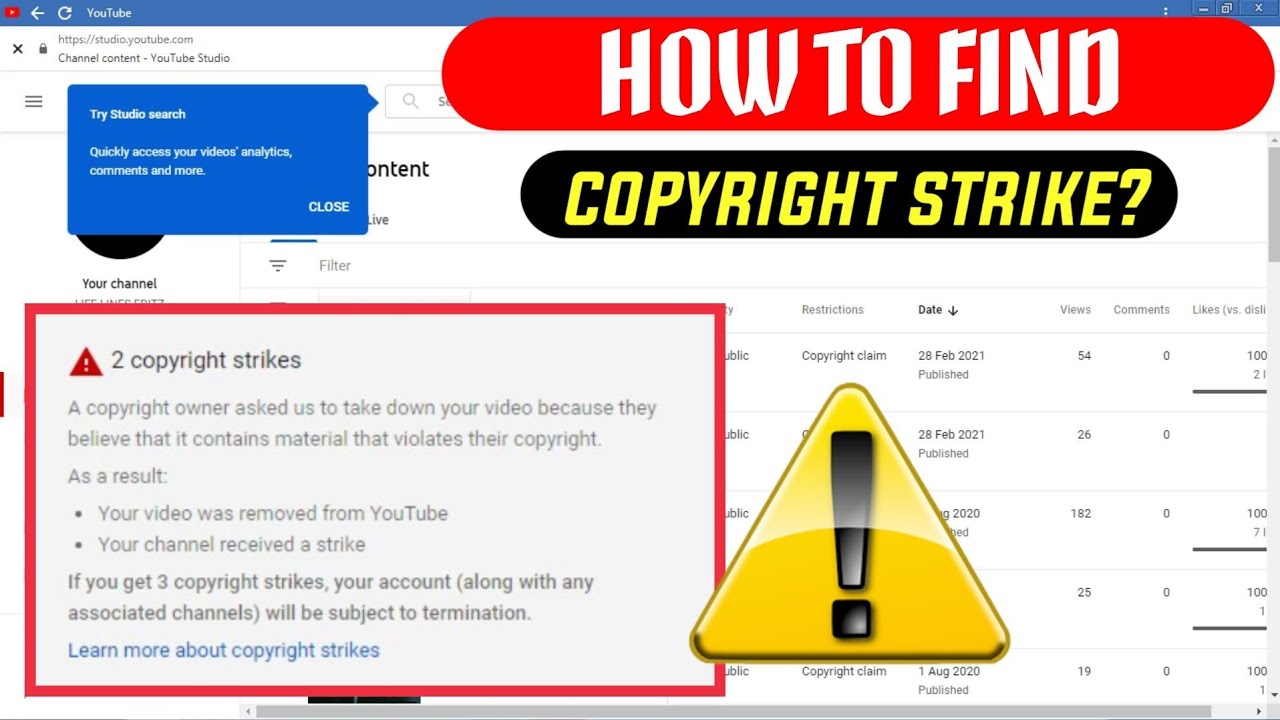 COPYRIGHT STRIKE⚠️ உள்ளதா?|எப்படி பார்ப்பது|HOW TO FIND COPYRIGHT STRIKE IN YOUR CHANNEL|MRCYBERTECH