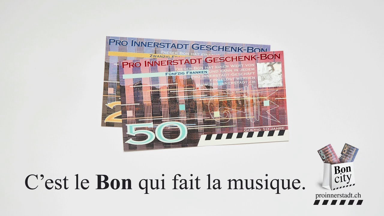 «C'est le Bon qui fait la musique» - Pro Innerstadt Geschenkbon | Bon-Serie 1998–2014
