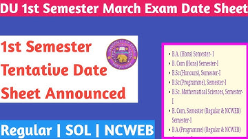DU 1st Semester March 2021 Exam Date Sheet Announced | Tentative Exam Date Sheet | Regular SOL NCWEB