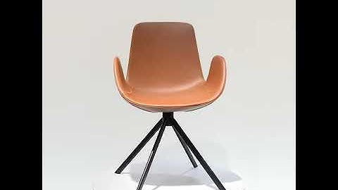 CASABONA Vano Swivel Faux Leather Dining Chairs - Tan