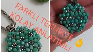 Kolay Cevşen kolye yapımı//Tek iğne👌Tek parça //‼️Farklı ve En kolay teknikte#dıy #CRYSTAL NECKLACE