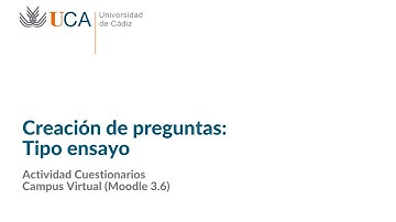 Cuestionarios Moodle 3.6. Creación de preguntas.  Tipo ensayo