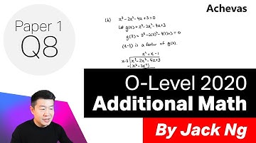 O-Level A Math 2020 Paper 1 (4047) Q8 | Quadratic Equations