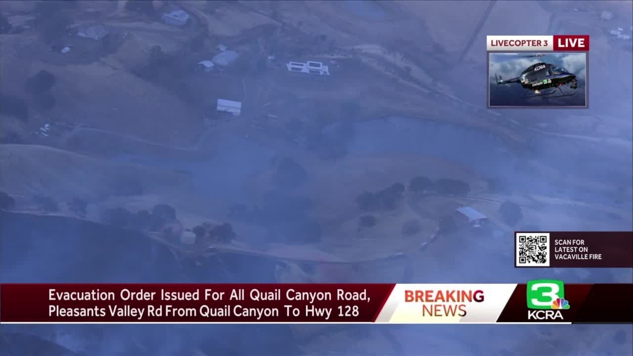 Evacuation order issued as Quail Fire burns 150 acres near Vacaville, 45%  contained