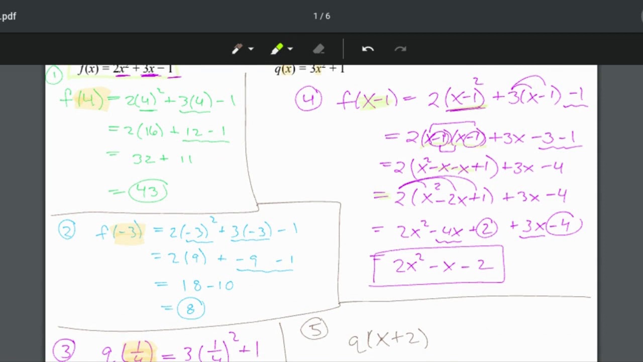 APCalc Summer Packet Topic 1 Function Alg Examples 1 - YouTube