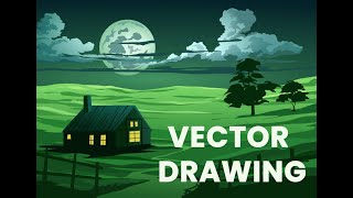 Vector night scenery drawing with Inkscape