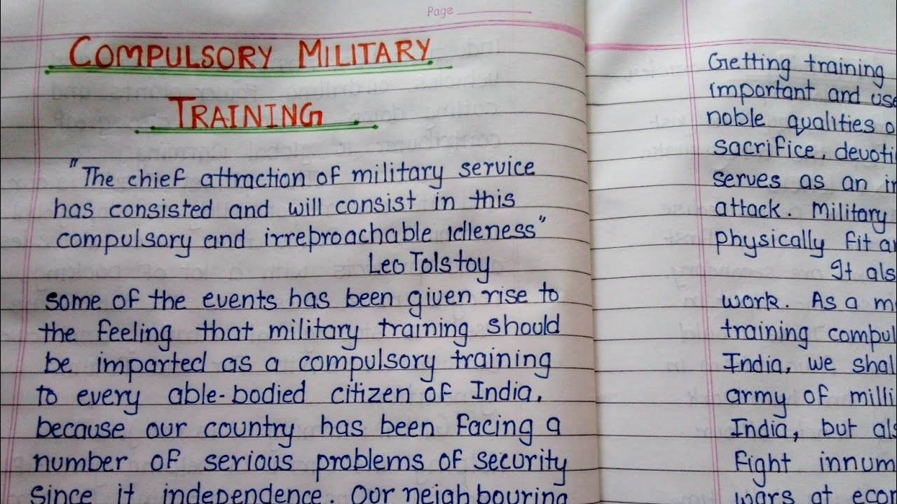 compulsory military training in india essay