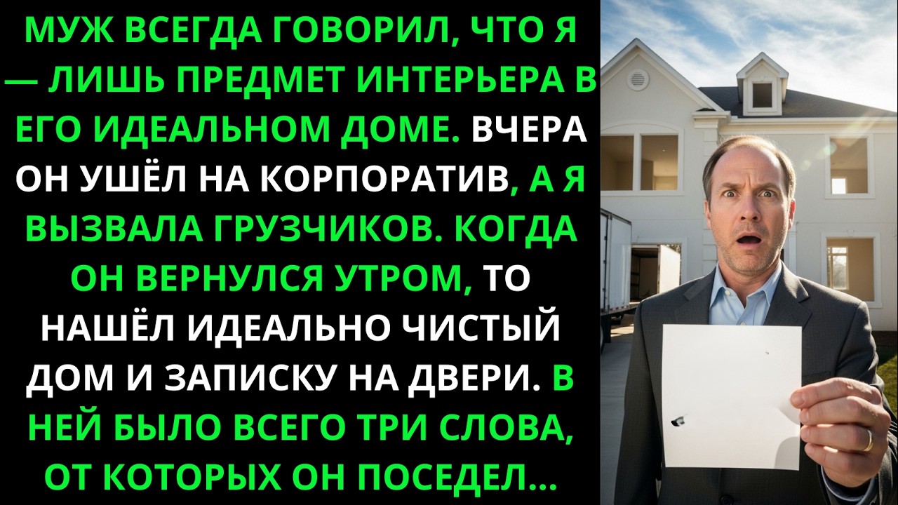 Муж считал меня частью интерьера. Утром он нашёл пустой дом и записку с тремя словами…