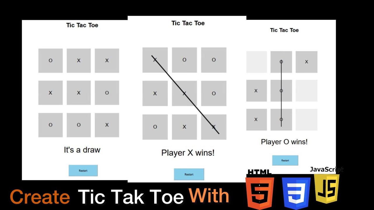 Create Tic Tac Toe Game by using HTML ,CSS and Javascript | Programming ...