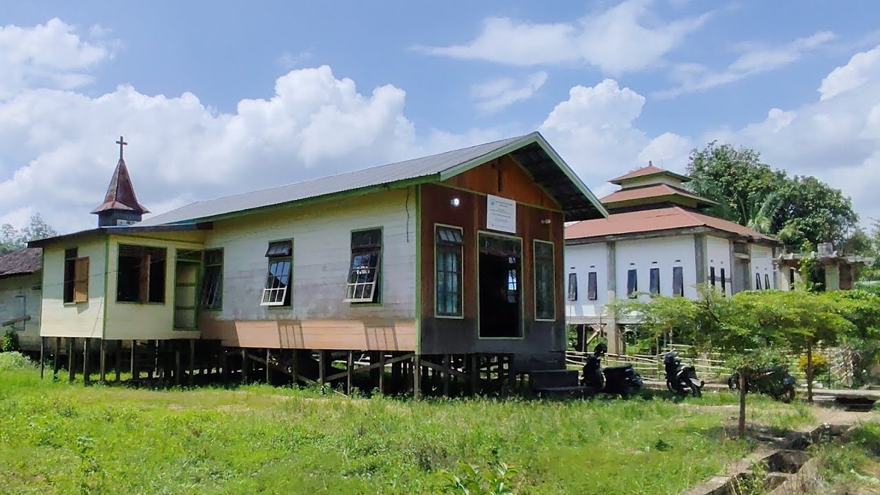 Gereja & Balai Basarah Hindu Kaharingan bersebelahan. Trip Desa Lemo. Melihat langsung herbal Dayak.
