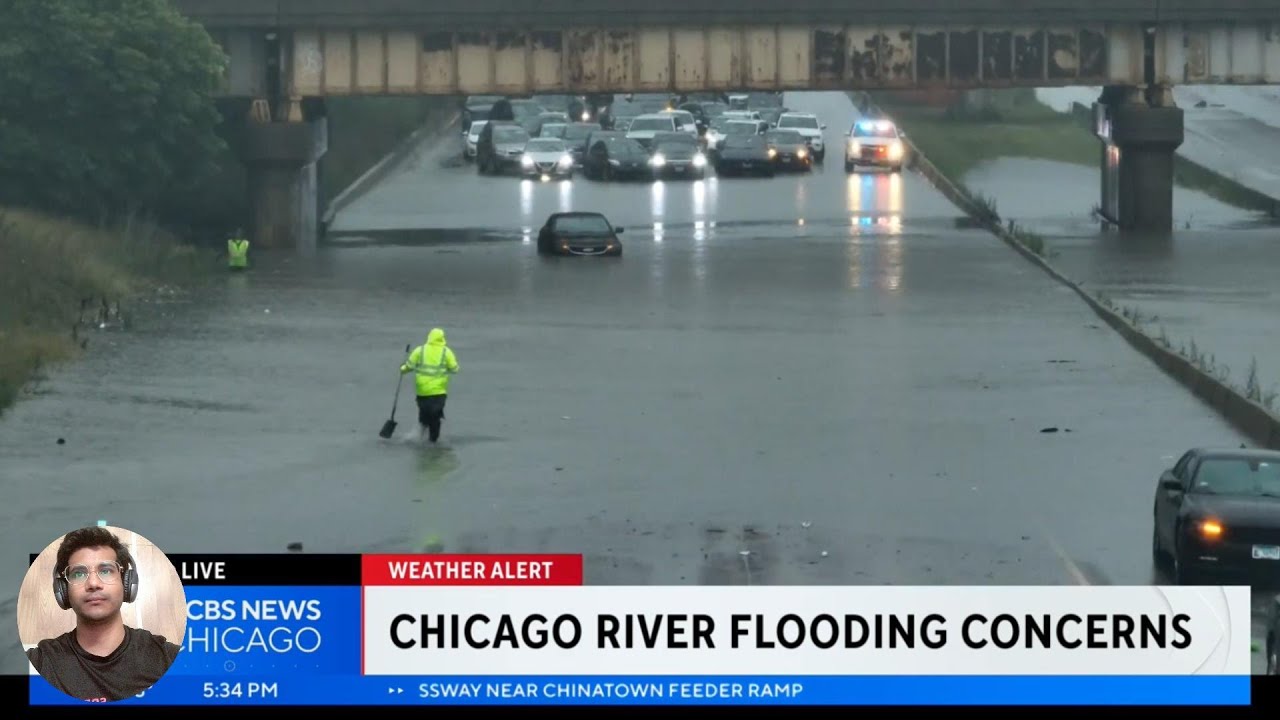 Chicago River Flooding Caused Expressway Closures & Flash Flood ...