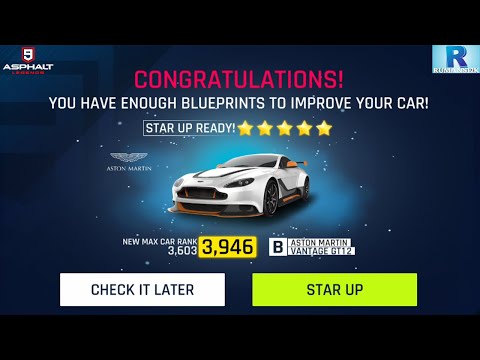 A screenshot of the garage view in the Asphalt 9 mobile racing game