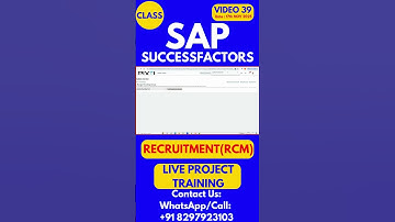 SAP SuccessFactors RCM Training Online Tutorial Class 39 17th Nov 2025 #sapsuccessfactorstraining