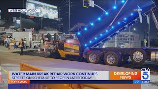 Sunset Boulevard expected to reopen Friday after massive West Hollywood water main break