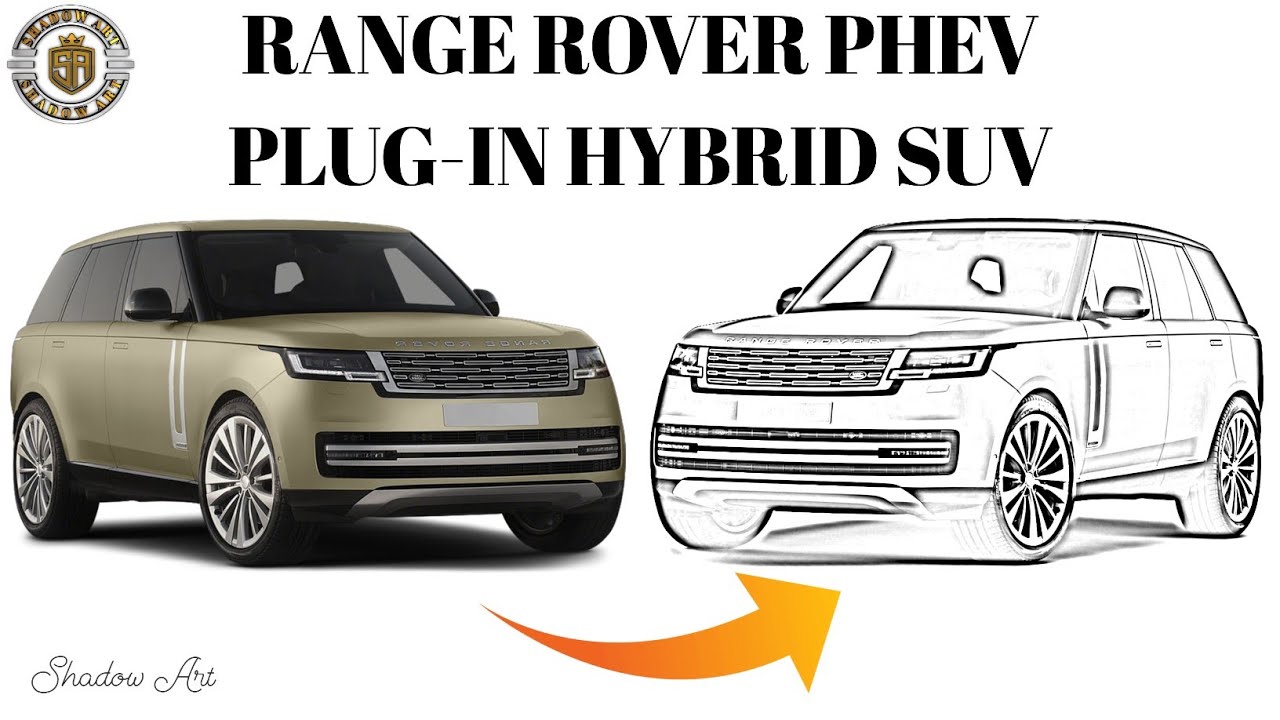 New 2023 Range Rover PHEV car drawing, plug-in hybrid SUV draw by shadow art