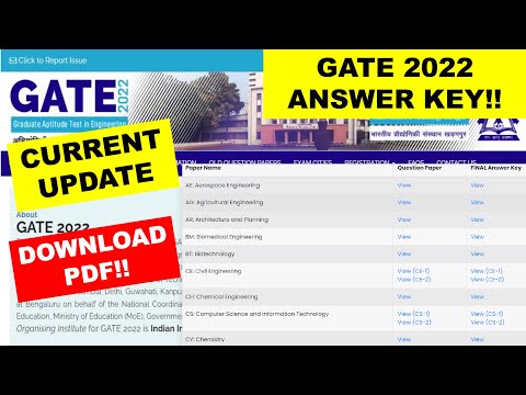 GATE 2022 Answer key Current Update!!Be ready with login details!!