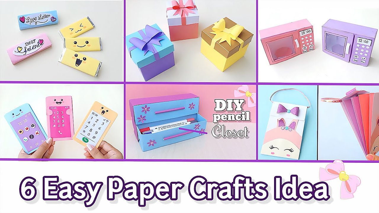 6 EASY CRAFT IDEAS || School Craft Idea || DIY Craft || Origami craft ||  paper mini gift idea - YouTube